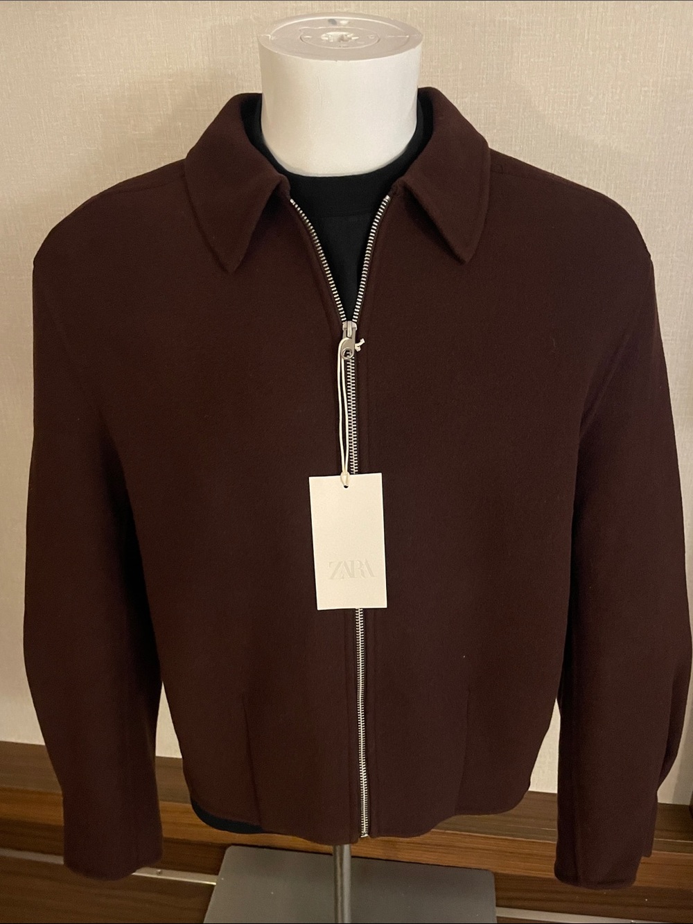 ZARA Brown Full-Zip Bomber Jacket
